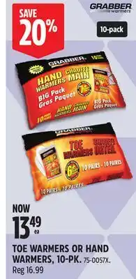 Canadian Tire Grabber TOE WARMERS OR HAND WARMERS offer
