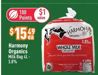 Healthy Planet Harmony Organics Milk Bag offer