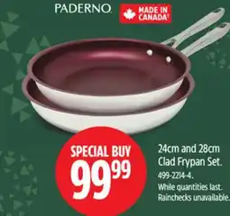 Canadian Tire Paderno 24cm and 28cm Clad Frypan Set offer