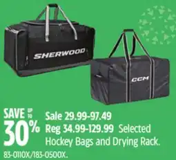 Canadian Tire Winnwell Selected Hockey Bags and Drying Rack offer