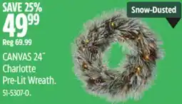 Canadian Tire CANVAS 24˝ Charlotte Pre-Lit Wreath offer