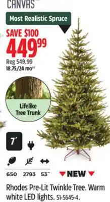 Canadian Tire CANVAS Rhodes Pre-Lit Twinkle Tree offer