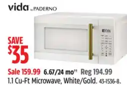 Canadian Tire Vida 1.1 Cu-Ft Microwave, White/Gold offer