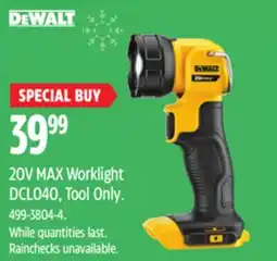 Canadian Tire Dewalt 20V MAX Worklight DCL040 offer