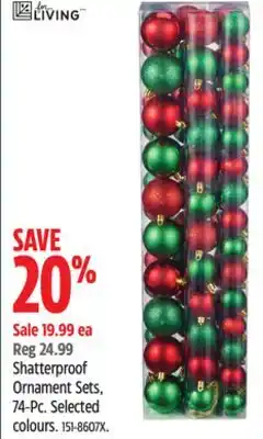 Canadian Tire For Living Shatterproof Ornament Sets, 74-Pc offer