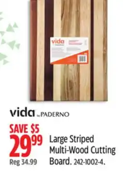 Canadian Tire Vida Large Striped Multi-Wood Cutting Board offer