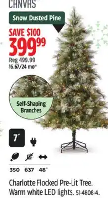 Canadian Tire Canvas Charlotte Flocked Pre-Lit Tree offer