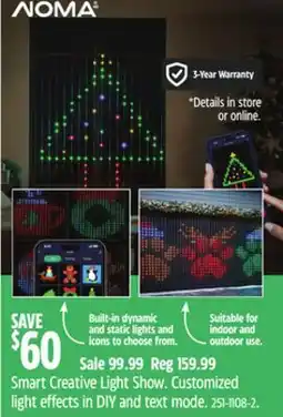 Canadian Tire NOMA Smart Creative Light Show. Customized light effects in DIY and text mode offer
