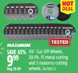 Canadian Tire MAXIMUM 41⁄2˝ Cut-Off Wheels, 20-Pk offer