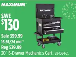 Canadian Tire Maximum 30 5-Drawer Mechanic's Cart offer