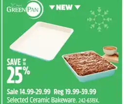 Canadian Tire Green Pan Selected Ceramic Bakeware offer