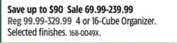 Canadian Tire 4 or 16-Cube Organizer. Selected finishes offer