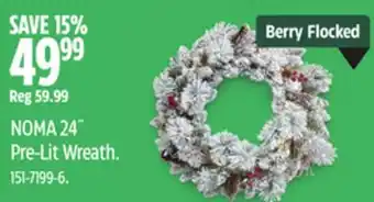 Canadian Tire NOMA 24˝ Pre-Lit Wreath offer