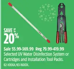Canadian Tire Rainfresh Selected UV Water Disinfection System or Cartridges and Installation Tool Packs offer