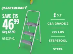 Canadian Tire Mastercraft 3-Step Metal Folding Step Stool, 225-lb, 3.2 ft offer