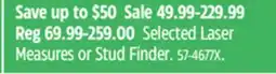 Canadian Tire Bosch Selected Laser Measures or Stud Finder offer