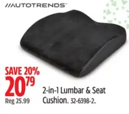 Canadian Tire AutoTrends 2-in-1 Lumber & Seat Cushion offer