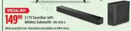Canadian Tire Hisense 2.1 TV Soundbar with Wireless Subwoofer offer