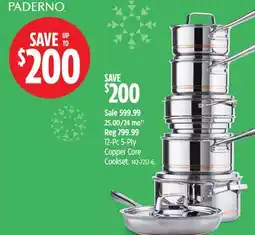 Canadian Tire Paderno 12-Pc 5-Ply Copper Core Cookset offer