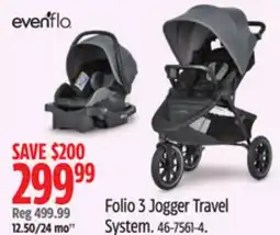 Canadian Tire Evenflo Folio 3 Jogger Travel System offer
