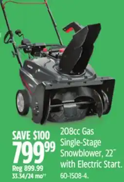 Canadian Tire Briggs & Stratton 208cc Gas Single-Stage Snowblower offer