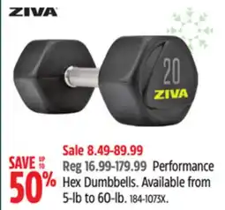 Canadian Tire Ziva Performance Hex Dumbbells offer
