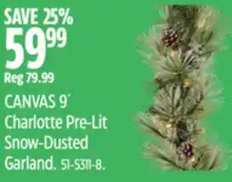Canadian Tire CANVAS 9´ Charlotte Pre-Lit Snow-Dusted Garland offer