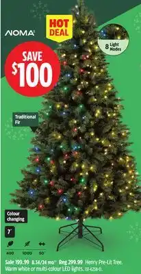 Canadian Tire Henry Pre-Lit Tree. Warm white or multi-colour LED lights offer