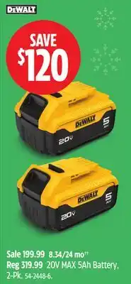 Canadian Tire DEWALT 20V MAX 5Ah Battery offer