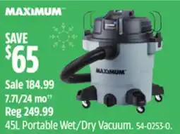 Canadian Tire Maximum 45L Portable Wet/Dry Vacuum offer