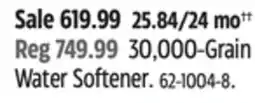 Canadian Tire Whirlpool 30,000-Grain Water Softener offer