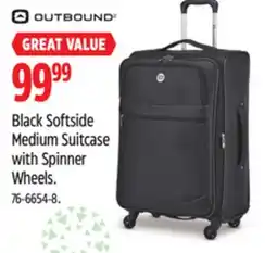Canadian Tire Outbound Black Softside Medium Suitcase with Spinner Wheels offer