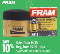 Canadian Tire FRAM Ultra Synthetic Oil Filters offer