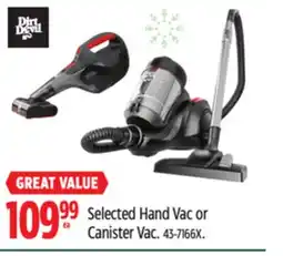 Canadian Tire Dirt Devil Selected Hand Vac or Canister Vac offer