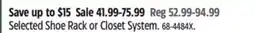 Canadian Tire type-A Selected Shoe Rack or Closet System offer