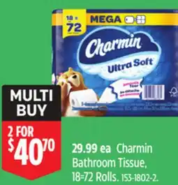 Canadian Tire Charmin Bathroom Tissue, 18=72 Rolls offer