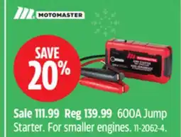 Canadian Tire 600A Jump Starter. For smaller engines offer