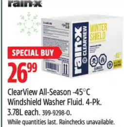 Canadian Tire Rain-X ClearView All-Season -45°C Windshield Washer Fluid offer