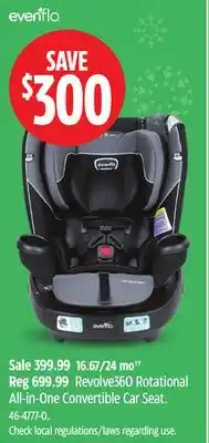 Canadian Tire Evenflo Revolve360 Rotational All-in-One Convertible Car Seat offer