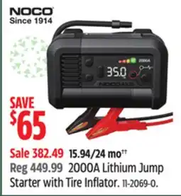 Canadian Tire NOCO 2000A Lithium Jump Starter with Tire Inflator offer