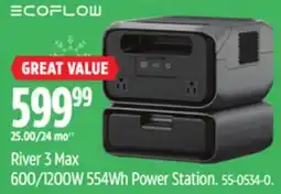 Canadian Tire EcoFlow River 3 Max 600/1200W 554Wh Power Station offer