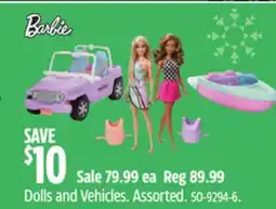 Canadian Tire Barbie Dolls and Vehicles offer