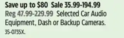 Canadian Tire Scosche Selected Car Audio Equipment, Dash or Backup Cameras offer
