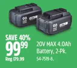 Canadian Tire Mastercraft 20V MAX 4.0Ah Battery, 2-Pk offer