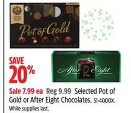 Canadian Tire Selected Pot of Gold or After Eight Chocolates offer