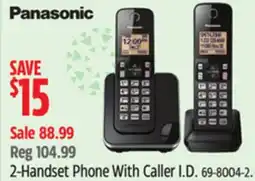 Canadian Tire Panasonic 2-Handset Phone With Caller I.D offer