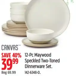 Canadian Tire CANVAS 12-Pc Maywood Speckled Two-Toned Dinnerware Set offer