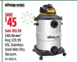 Canadian Tire Shop Vac 45L Stainless- Steel Wet/Dry Vacuum offer