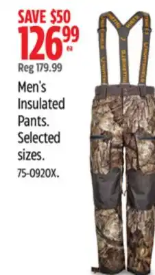 Canadian Tire Huntshield Men's Insulated Pants offer