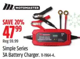Canadian Tire MotoMaster Simple Series 3A Battery Charger offer